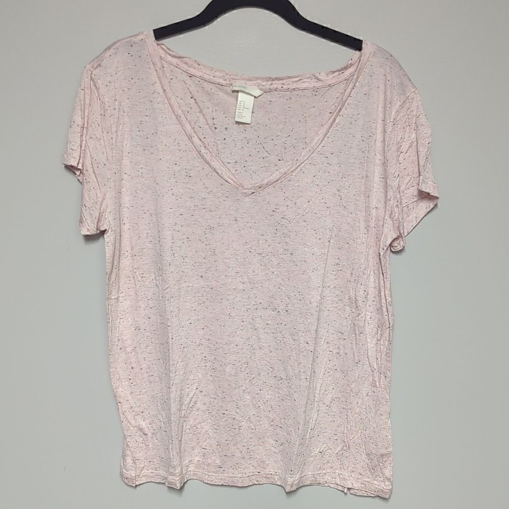 H&M Pink V Neck Short Sleeve Shirt